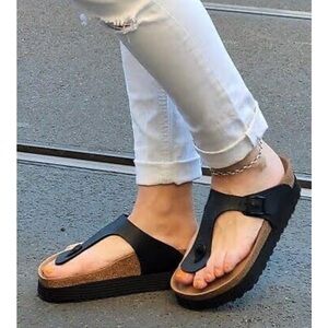 Papillio Black Cork Sandals